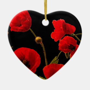 Mohn Blume Rot Schwarz Wasserfarbe Blumenkohl Keramik Ornament