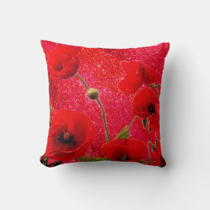 Mohn Blume Roter Glitzer Sparkle Glittery 2020 Kissen