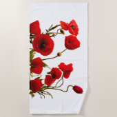 Mohn Blume Rotes Weißes Wasser Blumensommer Strandtuch (Vorderseite)