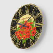 Mohn Blume Vintage Wandklemme Große Wanduhr (Winkel)