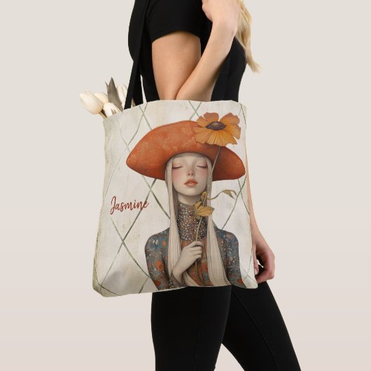 Mohn | Boho Art Personalisiert Tasche (Von Nahem)