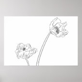 Mohn Botanische Linienkunst Poster (Vorne)