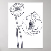 Mohn Botanische Linienkunst Poster (Vorne)