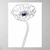Mohn Botanische Strichzeichnung Poster (Vorne)