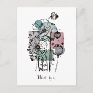 Mohn-Doodle in Tinte und Aquarell-Postkarte Postkarte