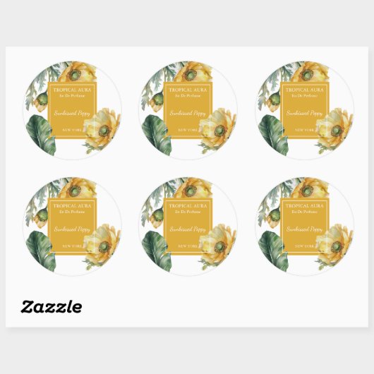 Mohn-Duftetikett Runder Aufkleber (Blatt)