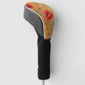 Mohn fleur goldenes Design Golf Headcover (angewinkelt)