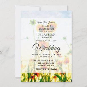 *~* Mohn-Foto - RSVP - QR BLUMEN Hochzeit Einladung