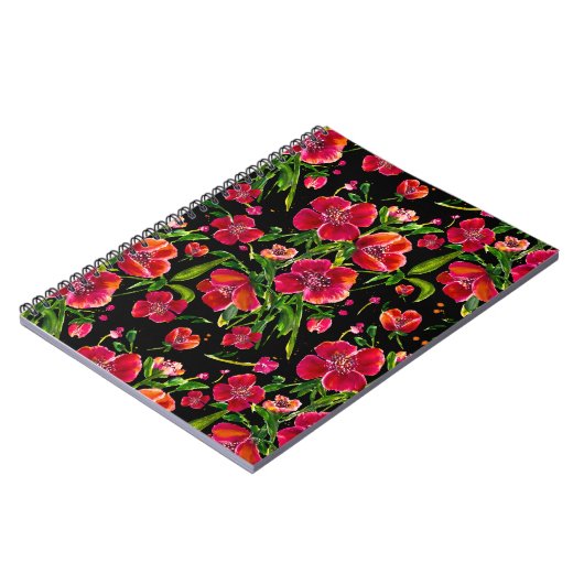 Mohn Garden Floral Design Spiralfolien Notizblock (Linke Seite)