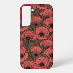 Mohn Garten in Korallen und Braun Samsung Galaxy Hülle