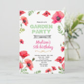 Mohn Gartenparty-Einladung Einladung (Stehend Vorderseite)