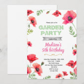 Mohn Gartenparty-Einladung Einladung (Vorne/Hinten)