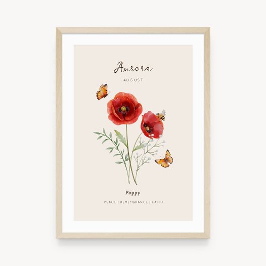 Mohn-Geburtsmonats-Blumenposter Poster