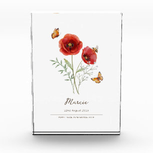 Mohn-Geburtsmonatsblume Fotoblock