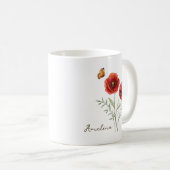 Mohn Geburtsmonatsblume Kaffeetasse (VorderseiteRechts)