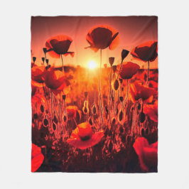 Mohn im Gegenlicht Fleecedecke