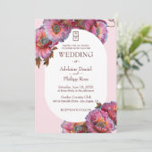 Mohn in Bloom | Hochzeit mit elegantem Foto Einladung (Stehend Vorderseite)