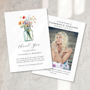 Mohn Klarglas-Foto-Trauer-Gedenkfeier Dankeskarte