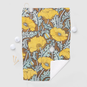Mohn Kunst Illustration gelbe Blume Golfhandtuch