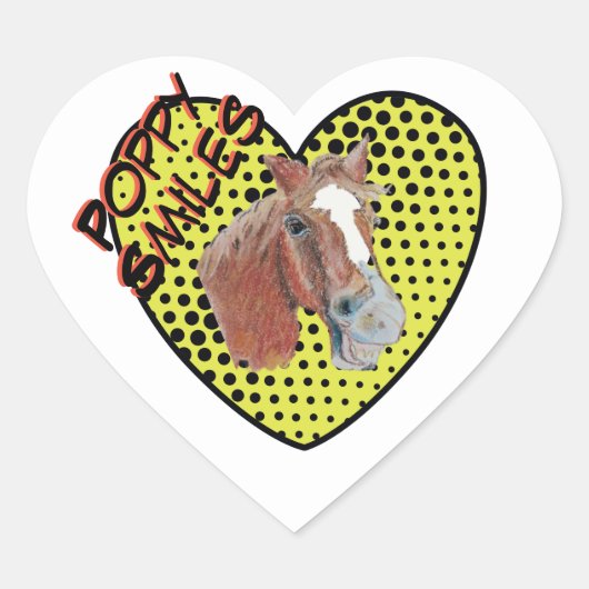 Mohn lächelt Comic Stil Herz-Aufkleber (Vorderseite)