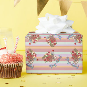 Mohn lächelt Streifen Geschenkpapier