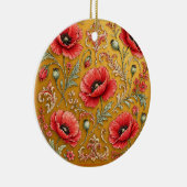Mohn-Lilien golden Design Keramik Ornament (Rechts)