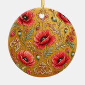 Mohn-Lilien golden Design Keramik Ornament (Vorne)
