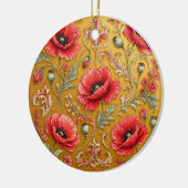 Mohn-Lilien golden Design Keramik Ornament (Links)
