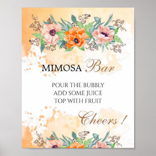 Mohn Mimosa-Bar Junggesellinnen-Abschiedsschild Poster