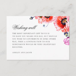 Mohn mit Aquarellfarbe. Hochzeit mit Roter Blüte w Begleitkarte