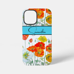 Mohn Orange Rot Wasserfarbe floral Blumen Telefon iPhone 12 Mini Hülle