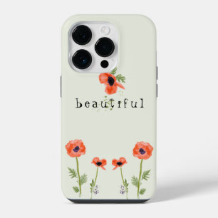 Mohn Orange Wasserfarbe Floral mit Namen iPhone 14 Pro Hülle