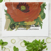 Mohn-Paket-Aufkleber Geschirrtuch (Gefaltet)