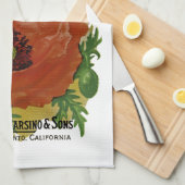 Mohn-Paket-Aufkleber Geschirrtuch (Viertel Falte)