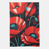 Mohn Papaver Blumen Geschirrtuch (Vertikal)
