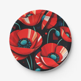Mohn Papaver Blumen Pappteller