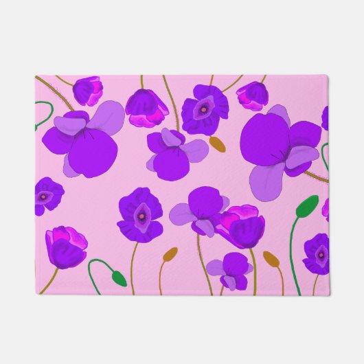 Mohn (Papaver somniferum) Lilac Fußmatte (Vorderseite)