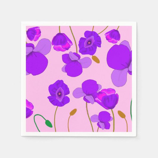 Mohn (Papaver somniferum) Lilac-Party Serviette (Vorderseite)