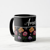 Mohn Poppies Rotes Shabby Chic Schwarze Flora Blum Tasse (Vorderseite Links)