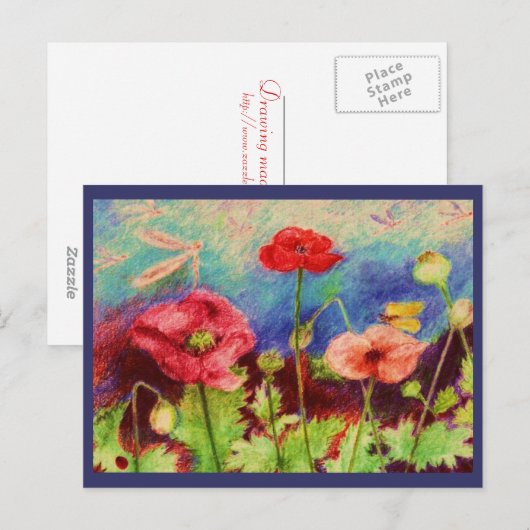 Mohn Postkarte (Vorne/Hinten)