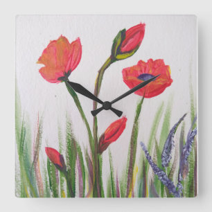 Mohn Quadratische Wanduhr