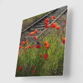 Mohn Quadratische Wanduhr (Winkel)