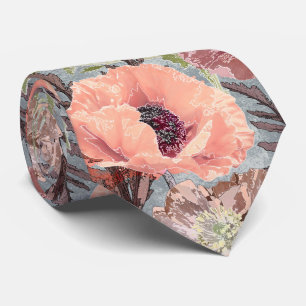 Mohn rosa floral vintage grauer Hintergrund stilvo Krawatte