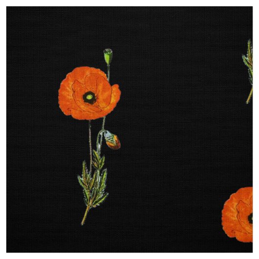 MOHN, ROTE SCHWARZE BLUMEN STOFF (Muster)