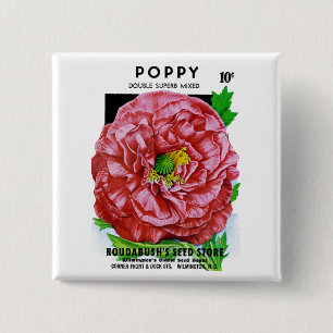 Mohn-Samenpaket im Vintage-Stil Button