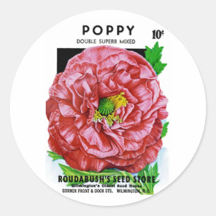 Mohn-Samenpaket im Vintage-Stil Runder Aufkleber