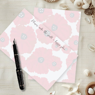 Mohn Schreibpapier mit Randtext Briefpapier