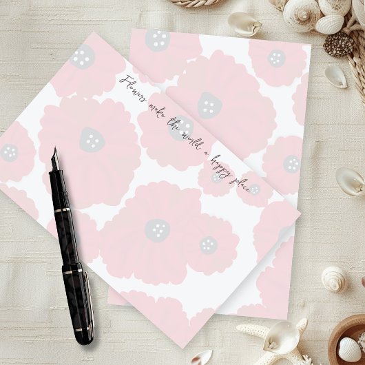 Mohn Schreibpapier mit Randtext Briefpapier