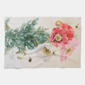 Mohn und Bienen von Paul de Longpré Geschirrtuch (Horizontal)