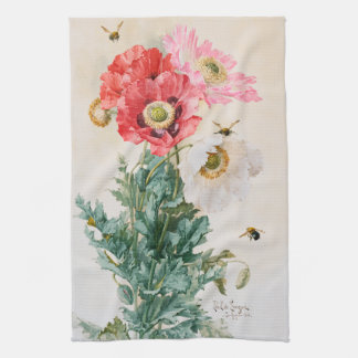 Mohn und Bienen von Paul de Longpré Geschirrtuch